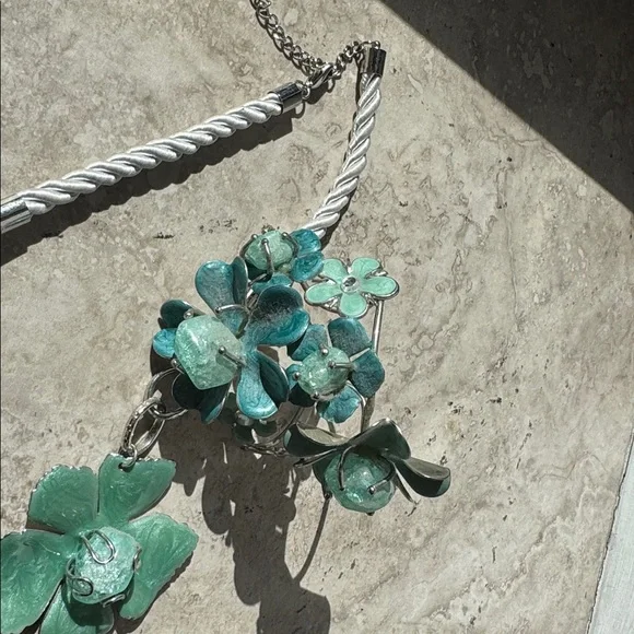 Sea blue & green matching necklace and bracelet set. - Picture 5 of 10